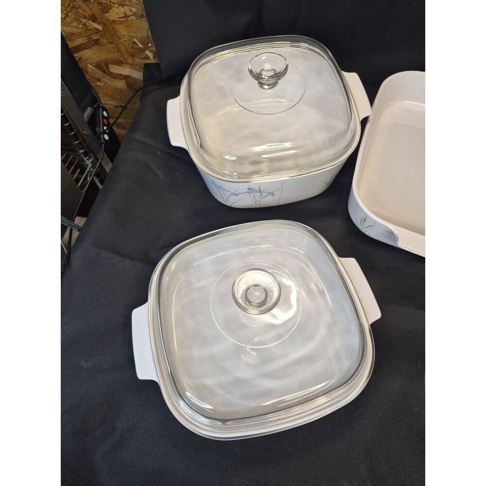 Corning Ware Shadow Iris Casserole Dishes Set Of 5 Dishes With 3 LIDS = 8 Pieces - Picture 5 of 16